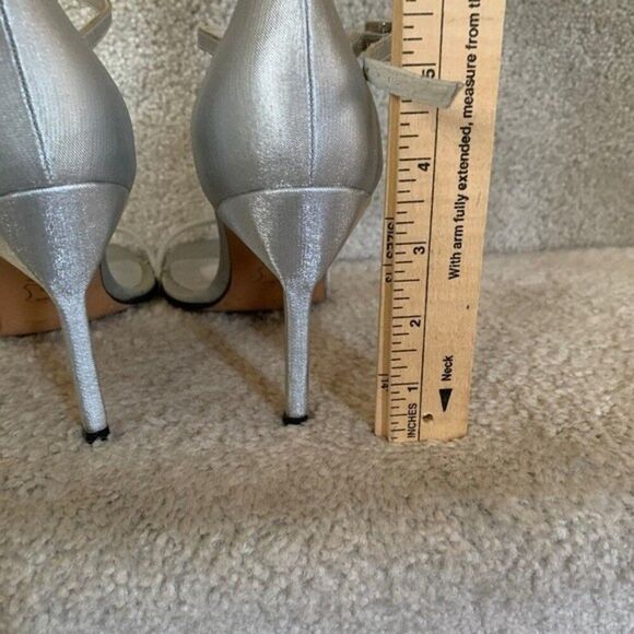 Stuart Weizmann Silver Crystal Strappy High Heeled Sandals Size 9.5AA - Picture 9 of 9
